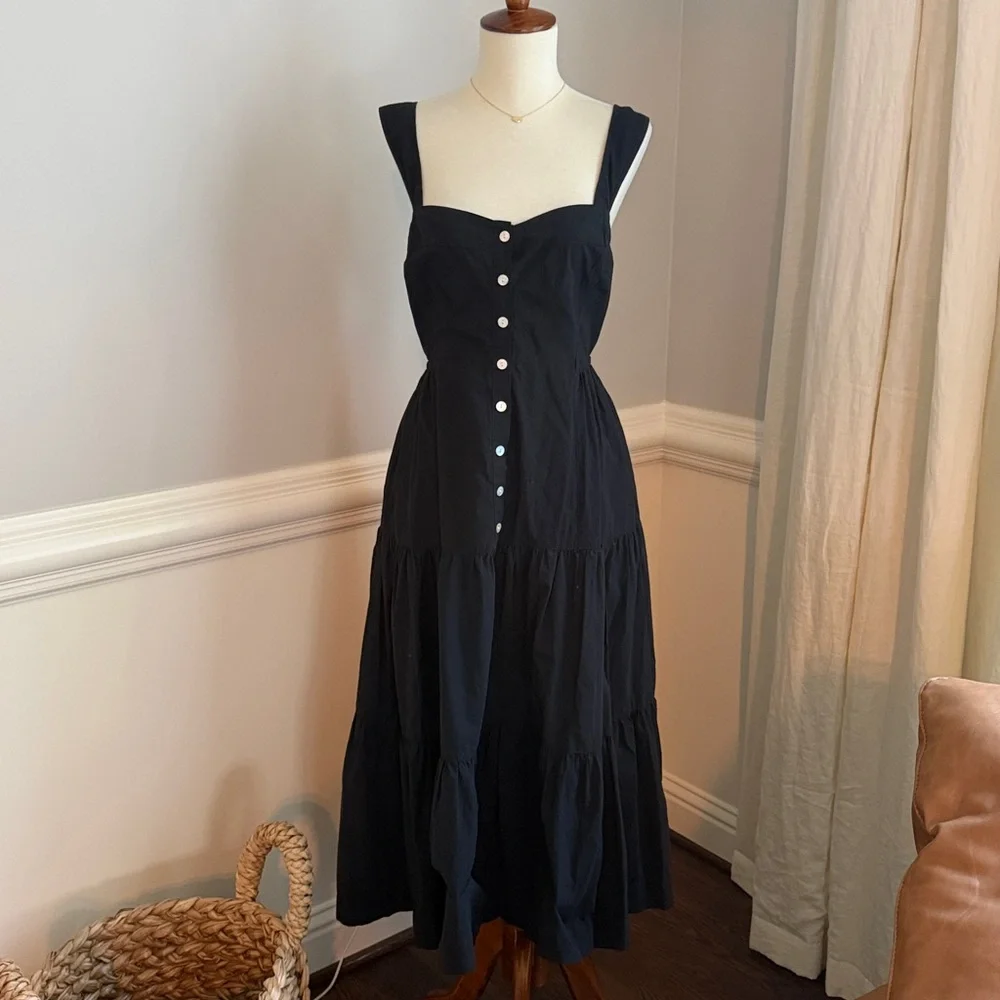 Madewell Button Front Tiered Midi Dress - Picture 7 of 8